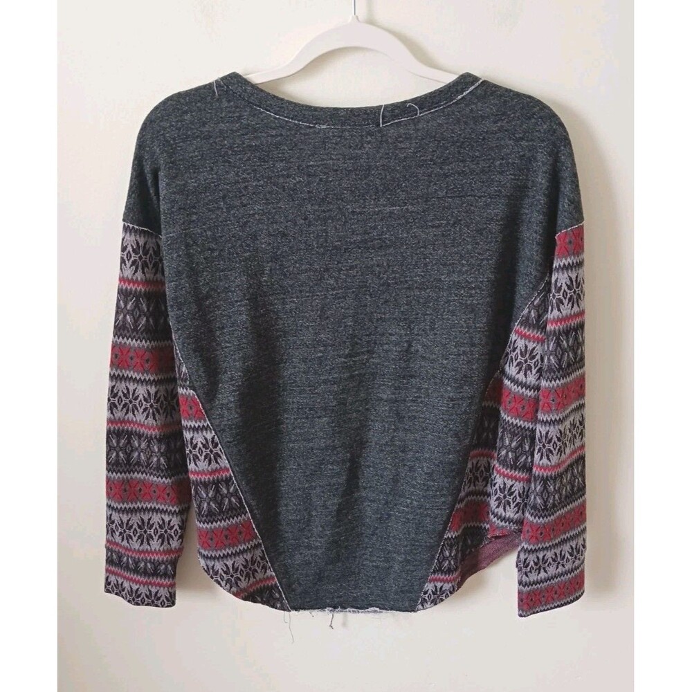 Able Womens Sinner Oversized‎ Scoop Neck Gray Red Sweater Size M - Picture 2 of 6